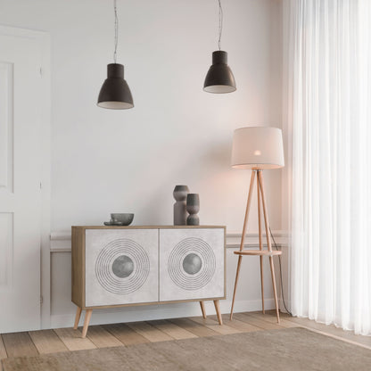 Credenza a 2 ante SOLID CIRCLES in effetto rovere