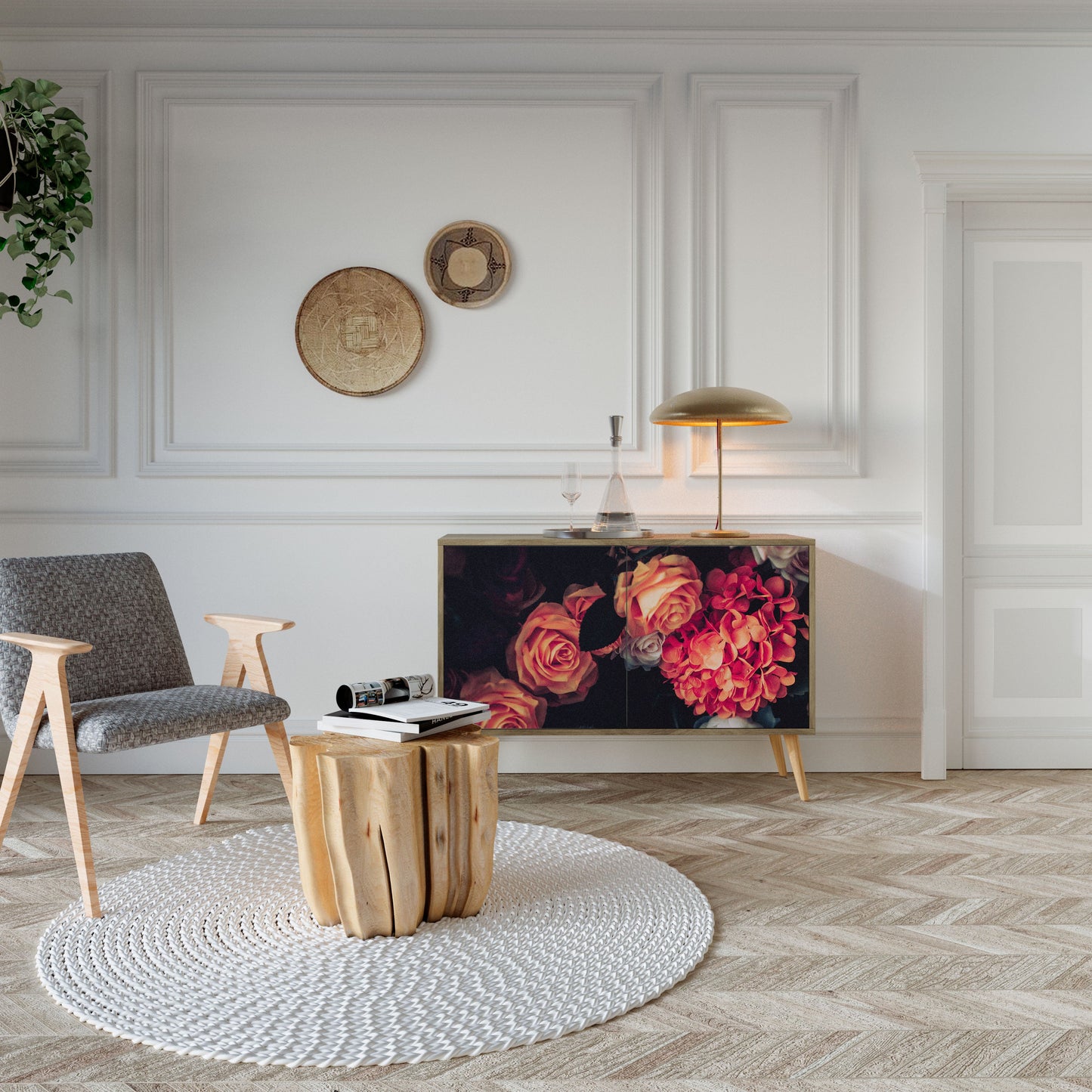 NEVERENDING BLOOM 2-Door Sideboard in Oak Effect