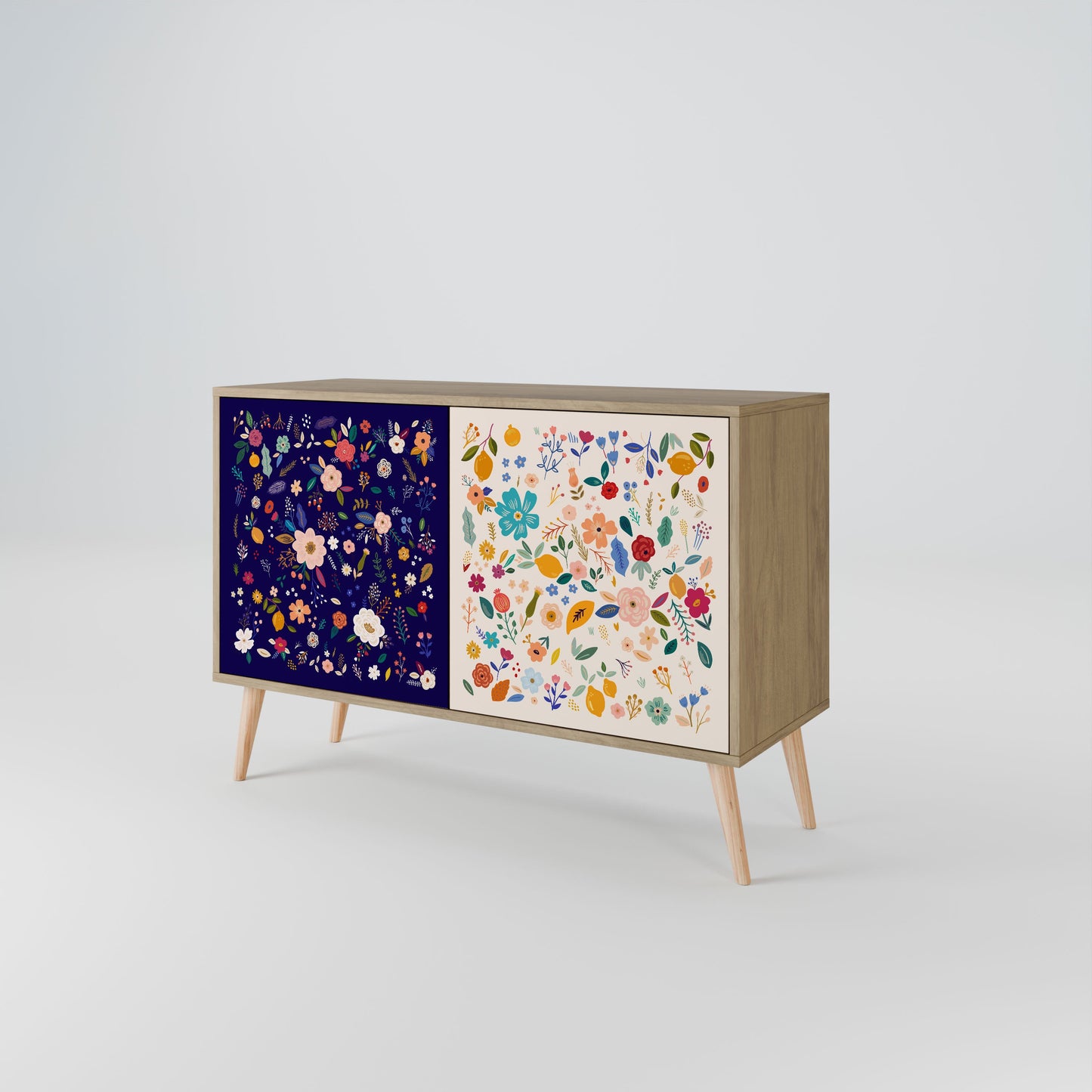 Credenza a 2 ante FLORAL COMBINATION in effetto rovere