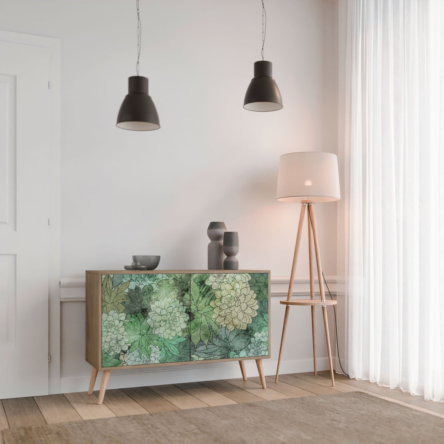 Credenza a 2 ante SUCCULENT CLUSTER in effetto rovere