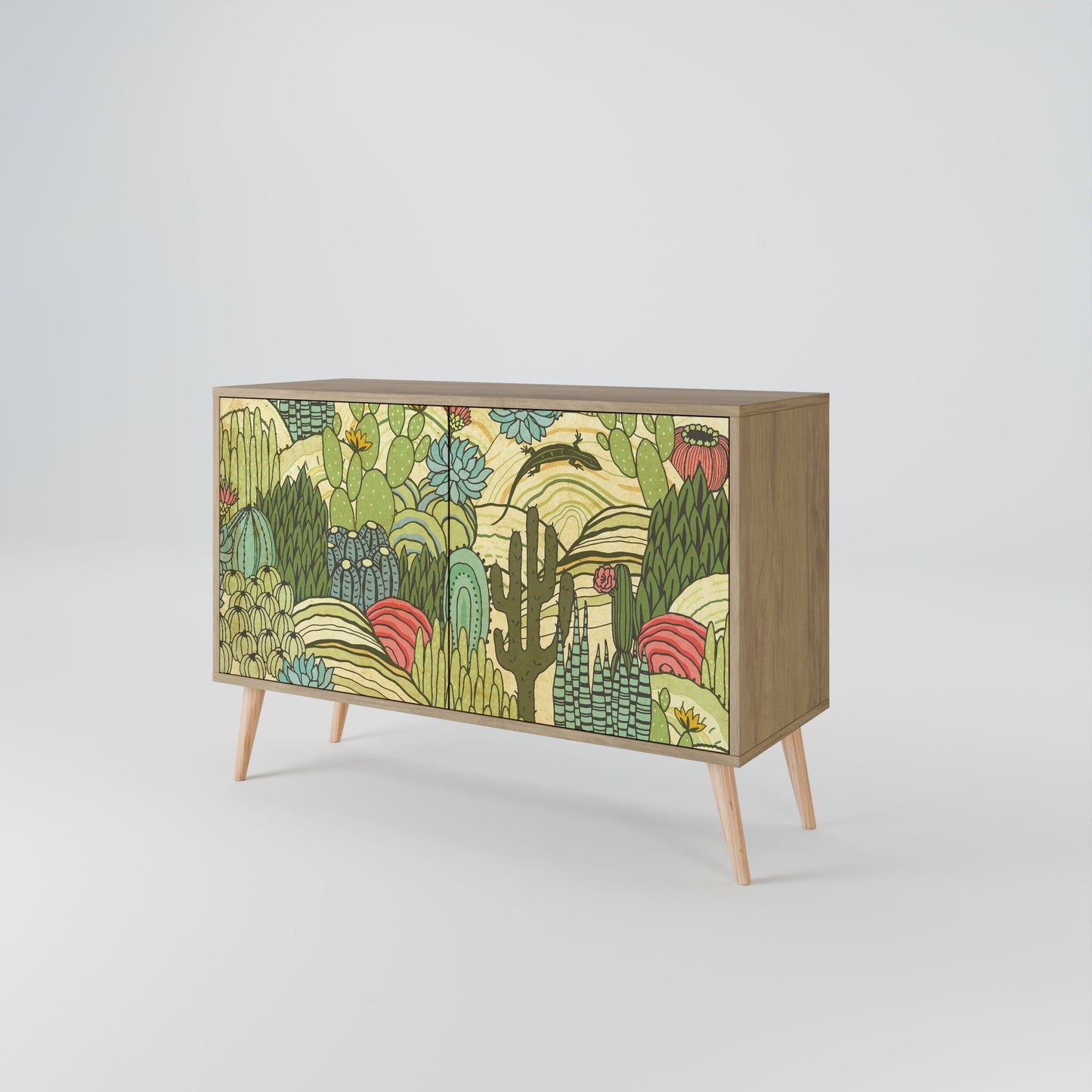 Credenza SUCCULENTS KALEIDOSCOPE a 2 ante in effetto rovere