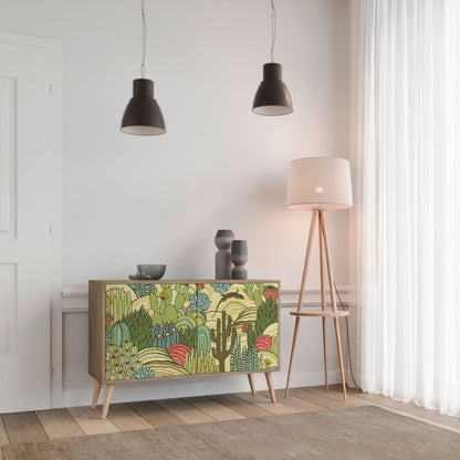 Credenza SUCCULENTS KALEIDOSCOPE a 2 ante in effetto rovere