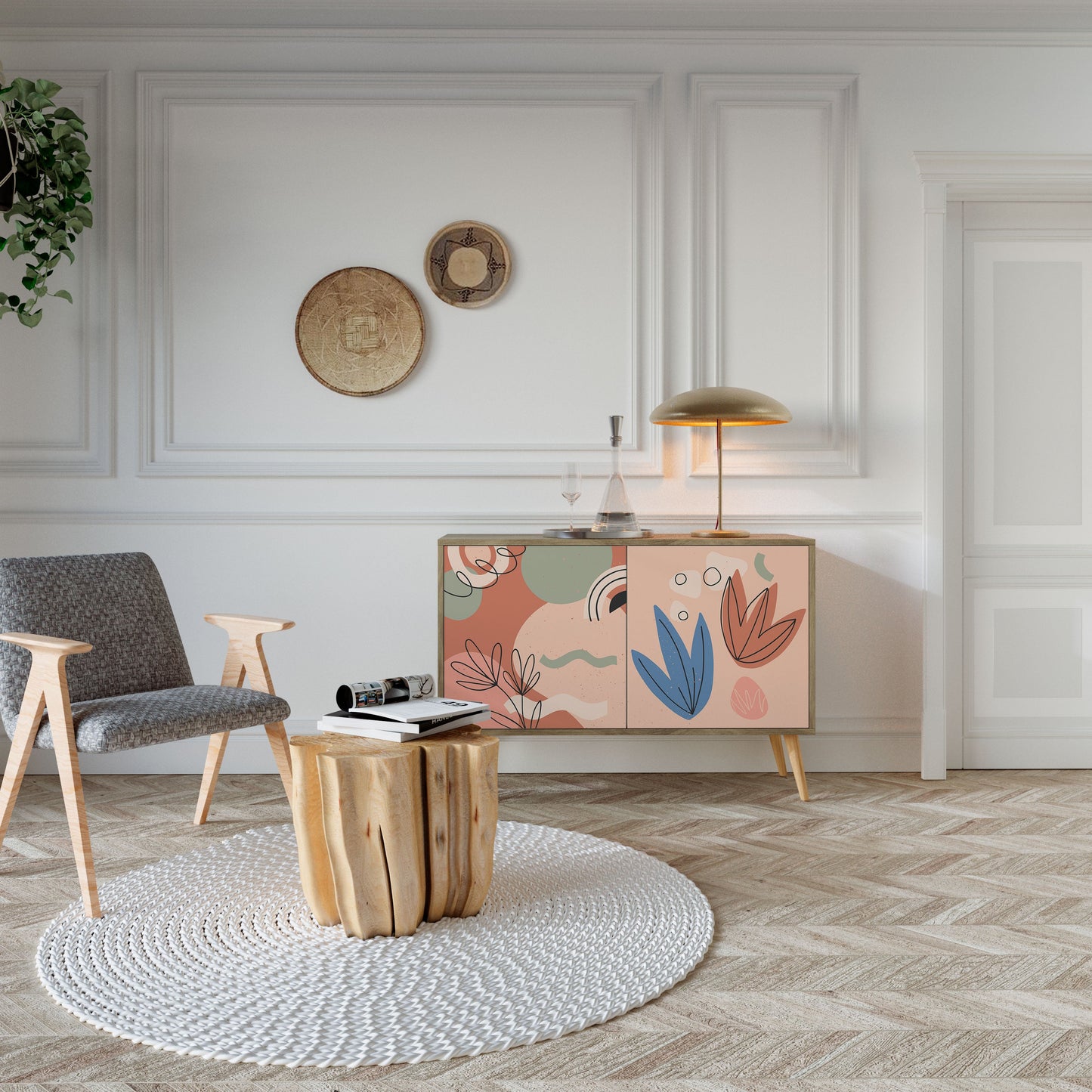 PASTEL DESTINY 2-Door Sideboard in Oak Effect