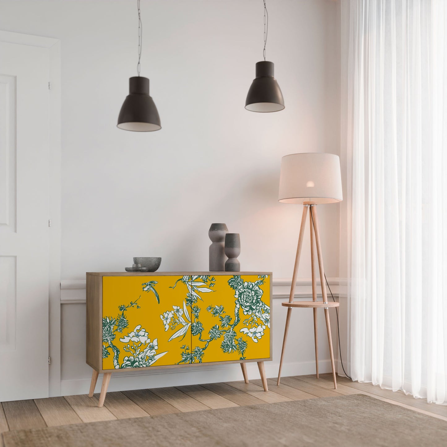 Credenza YELLOW CHINOISERIE a 2 ante in effetto rovere