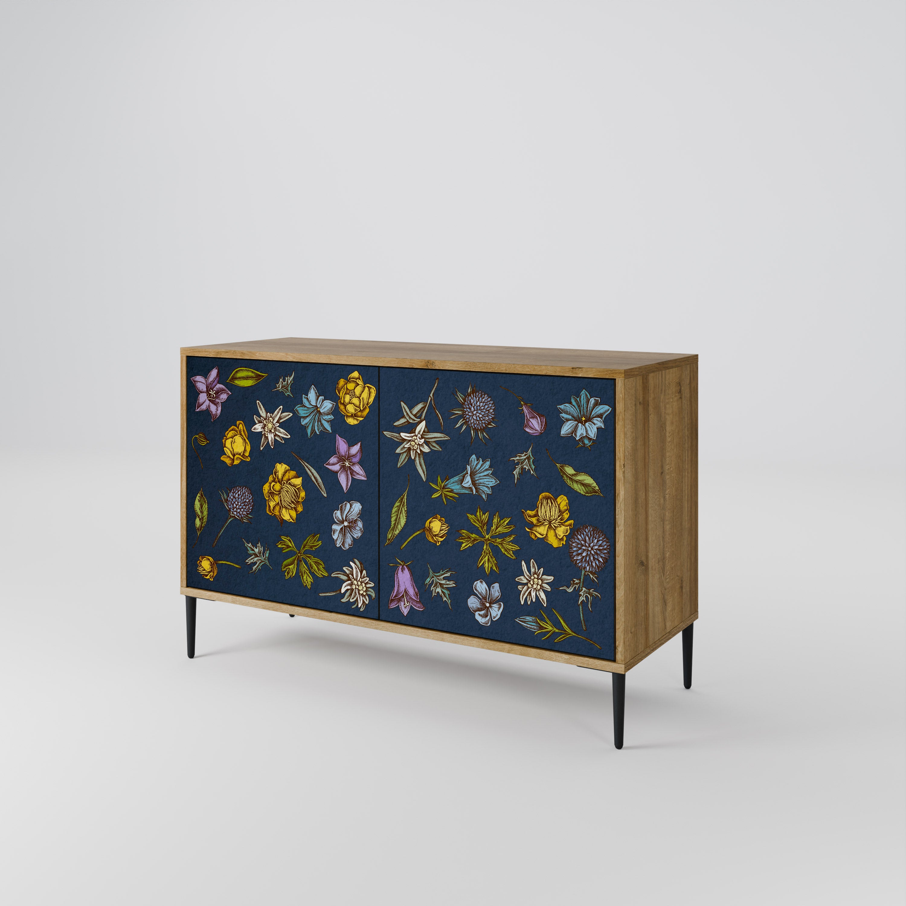 FLOWERS ON NAVY BLUE 2-Door Sideboard