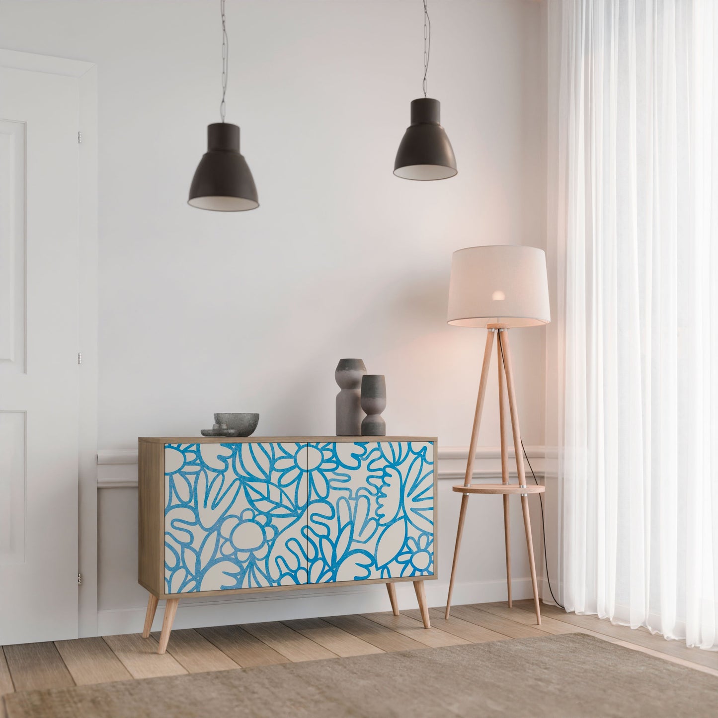 Credenza BLOOMY MORNING a 2 ante in effetto rovere