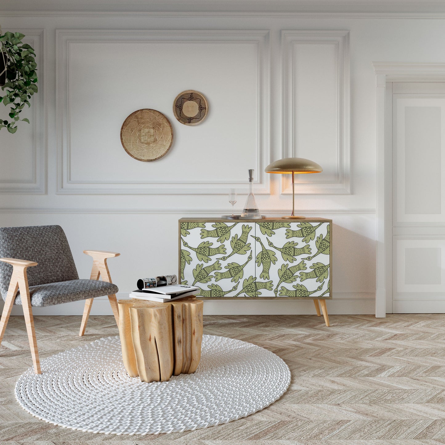 Credenza SEEDLING SONGBIRD a 2 ante in effetto rovere