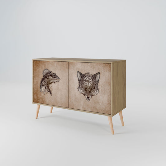 Credenza a 2 ante STEAMPUNK CLAN in effetto rovere