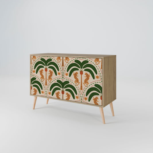 Credenza a 2 ante DANCING PREDATORS in effetto rovere