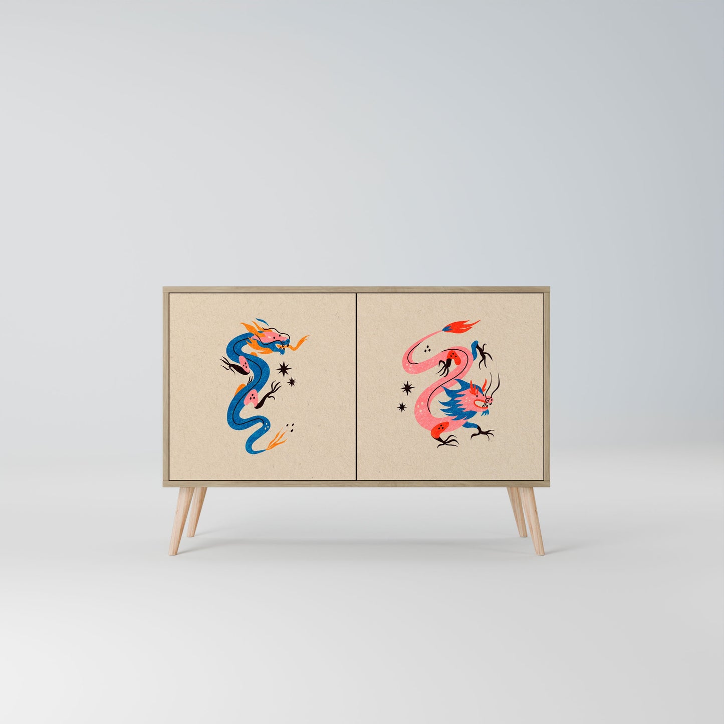 Credenza MITOLOGICA CREATURES a 2 ante in effetto rovere