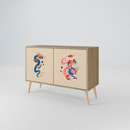 Credenza MITOLOGICA CREATURES a 2 ante in effetto rovere