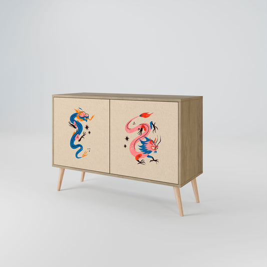 Credenza MITOLOGICA CREATURES a 2 ante in effetto rovere