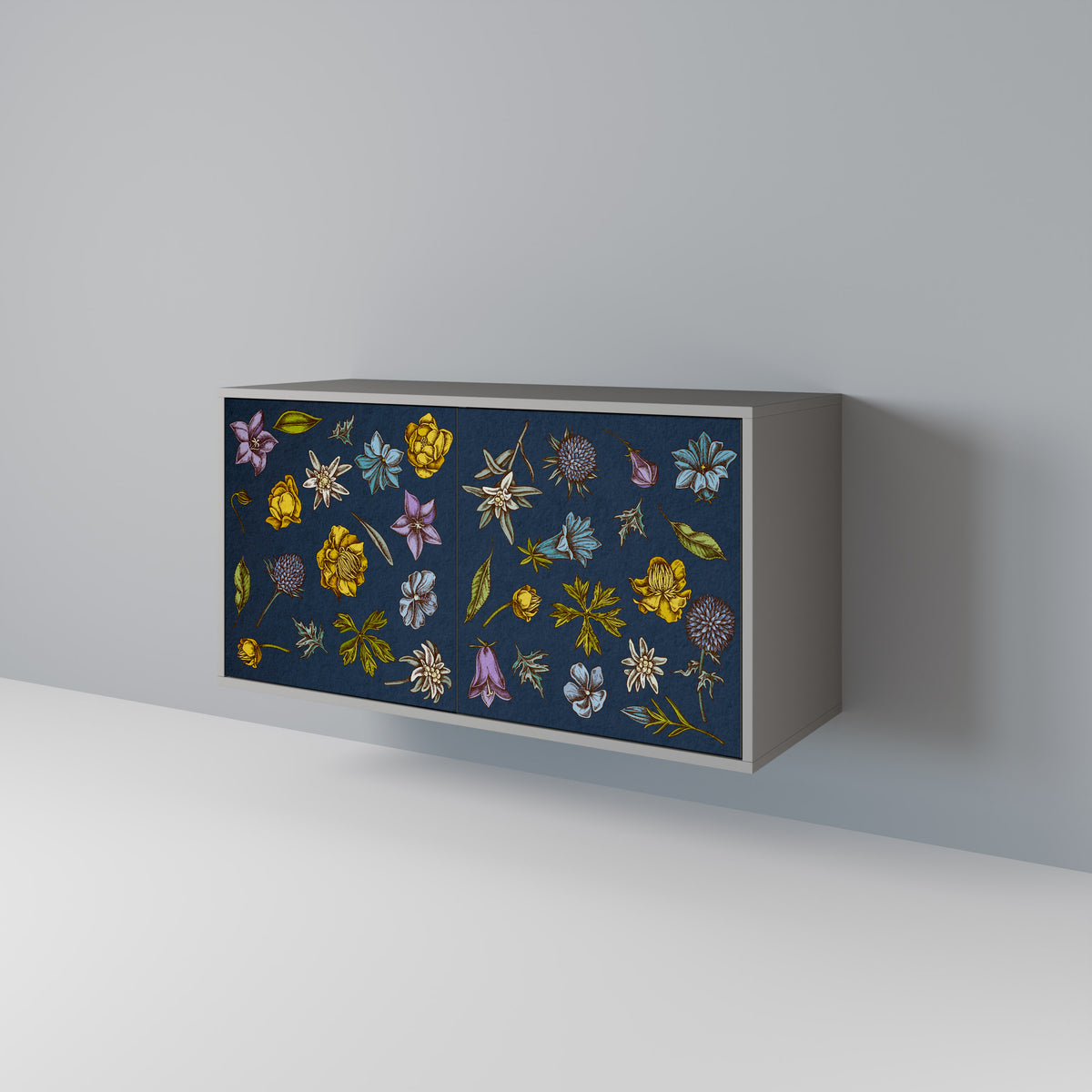 FLOWERS ON NAVY BLUE Μπουφές 2-θυρών