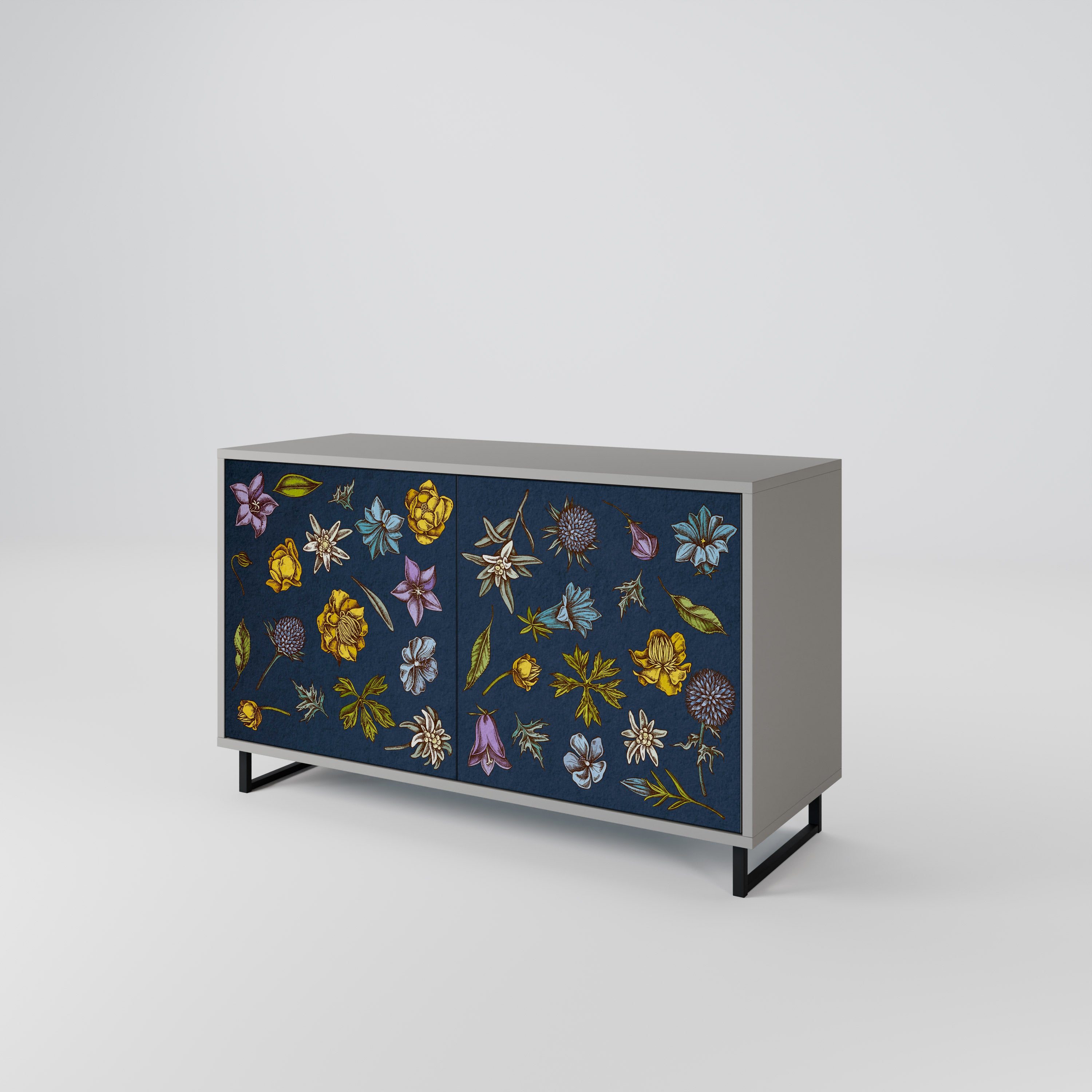 FLOWERS ON NAVY BLUE 2-Door Sideboard