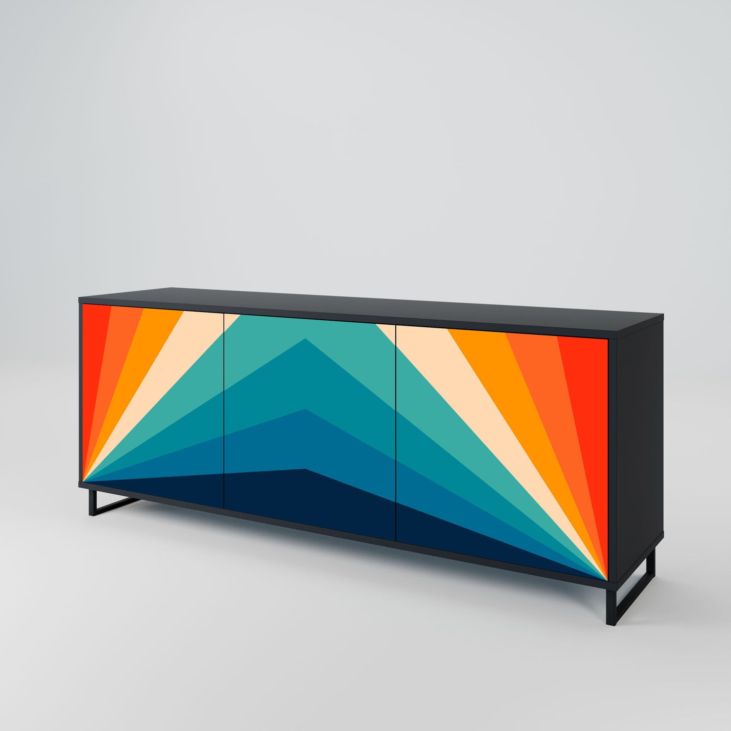 Credenza PRISM CONCUSSION a 3 ante in finitura nera