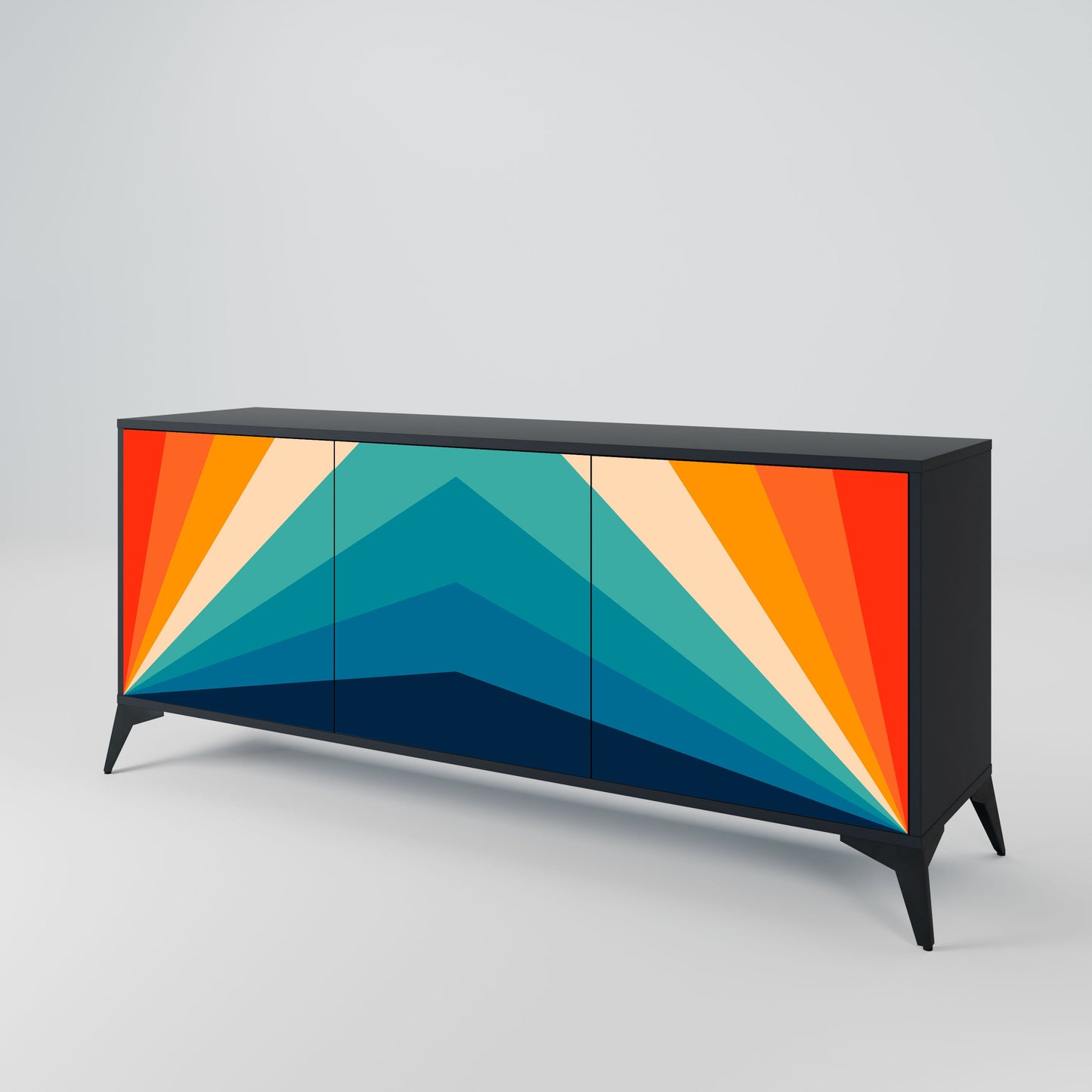 Credenza PRISM CONCUSSION a 3 ante in finitura nera