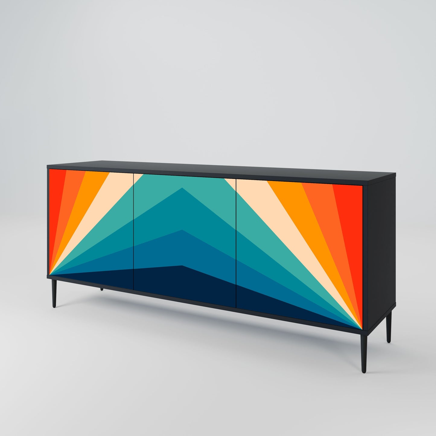 Credenza PRISM CONCUSSION a 3 ante in finitura nera