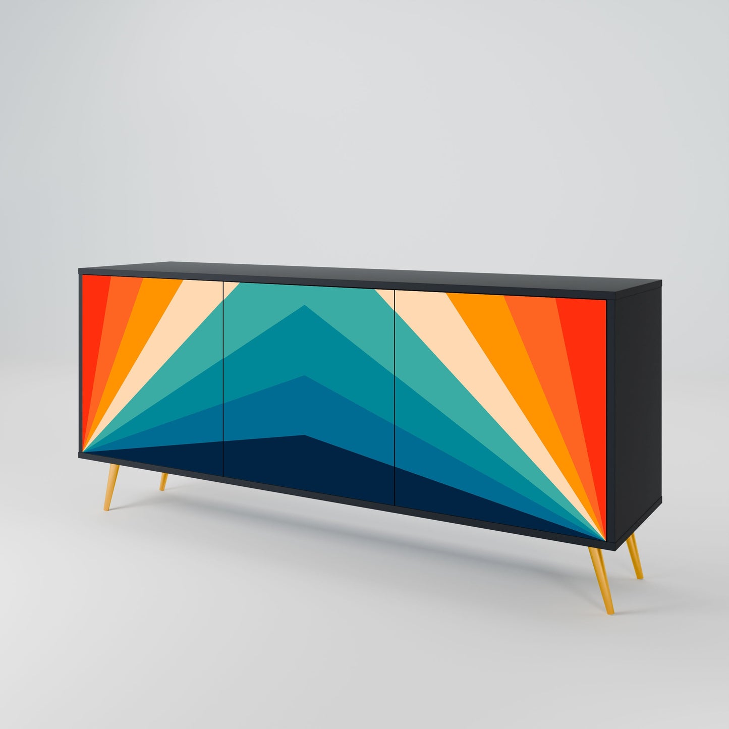 Credenza PRISM CONCUSSION a 3 ante in finitura nera