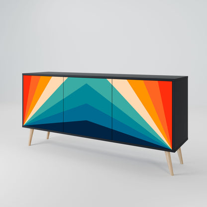 Credenza PRISM CONCUSSION a 3 ante in finitura nera