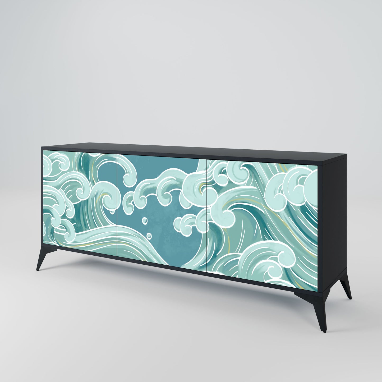 Credenza a 3 ante ASIAN SWAY in finitura nera