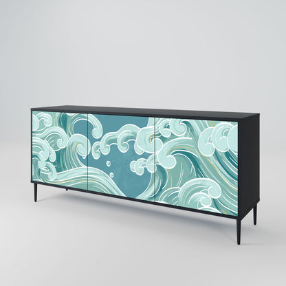 Credenza a 3 ante ASIAN SWAY in finitura nera