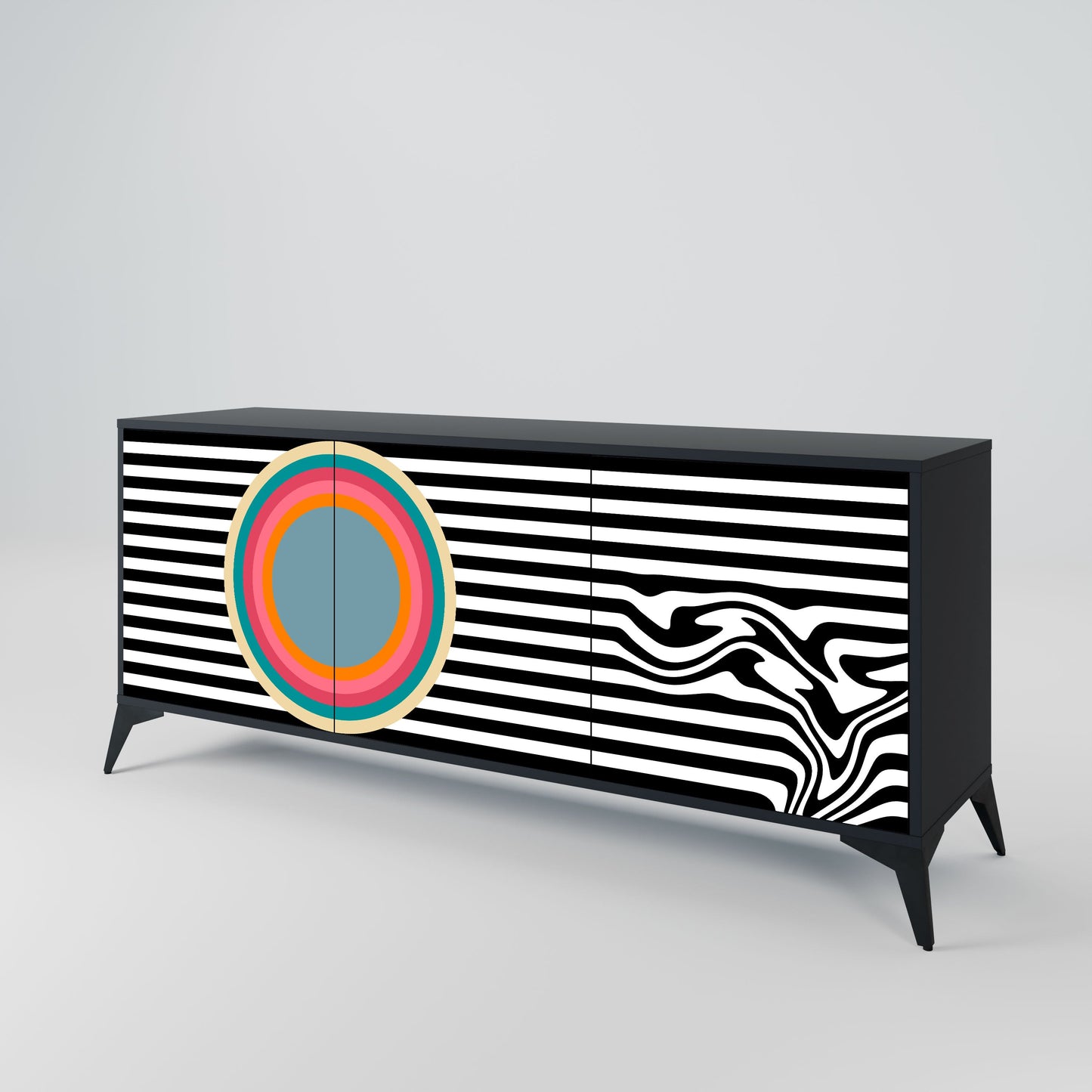 SPECTRA SHOWCASE Credenza a 3 ante in finitura nera