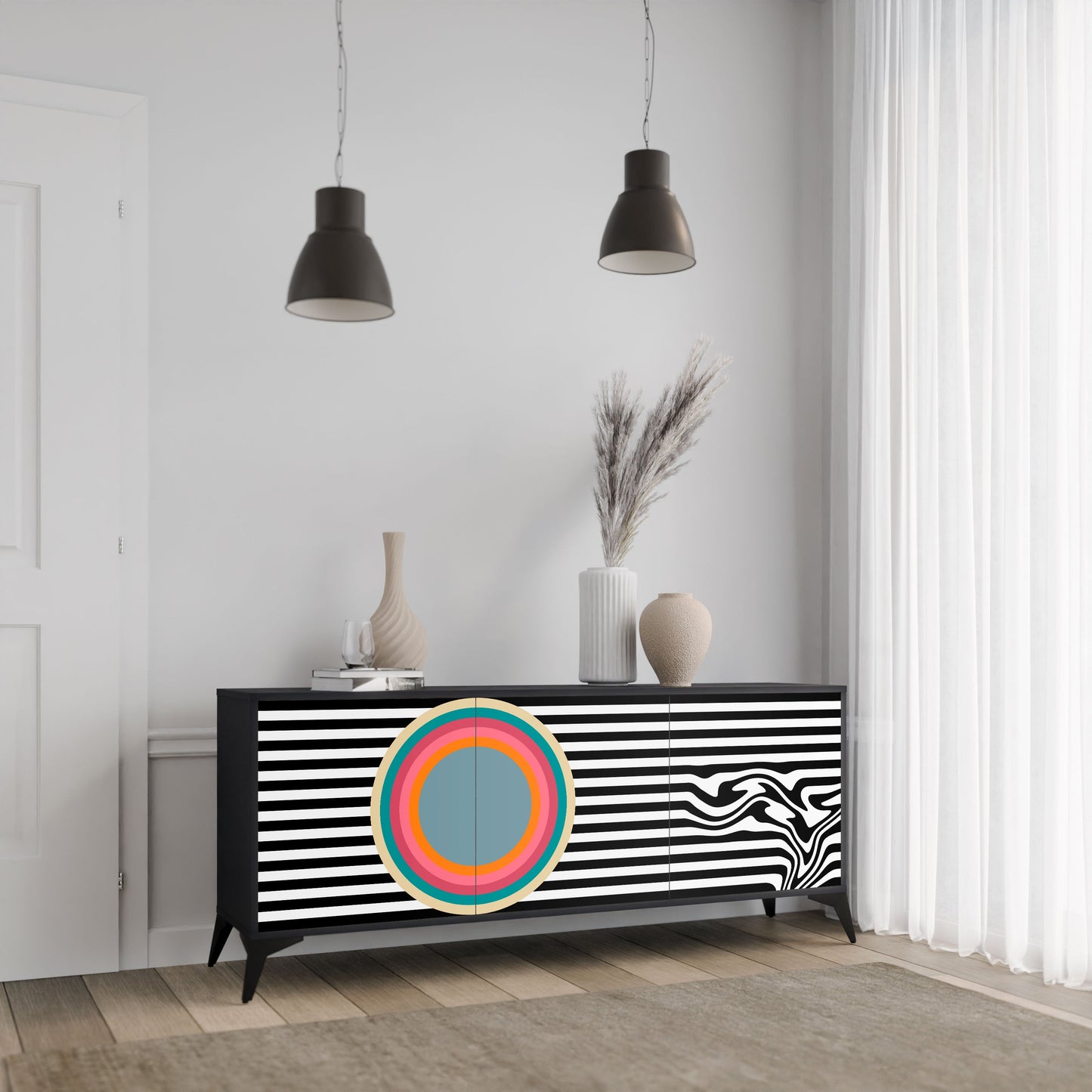 SPECTRA SHOWCASE Credenza a 3 ante in finitura nera