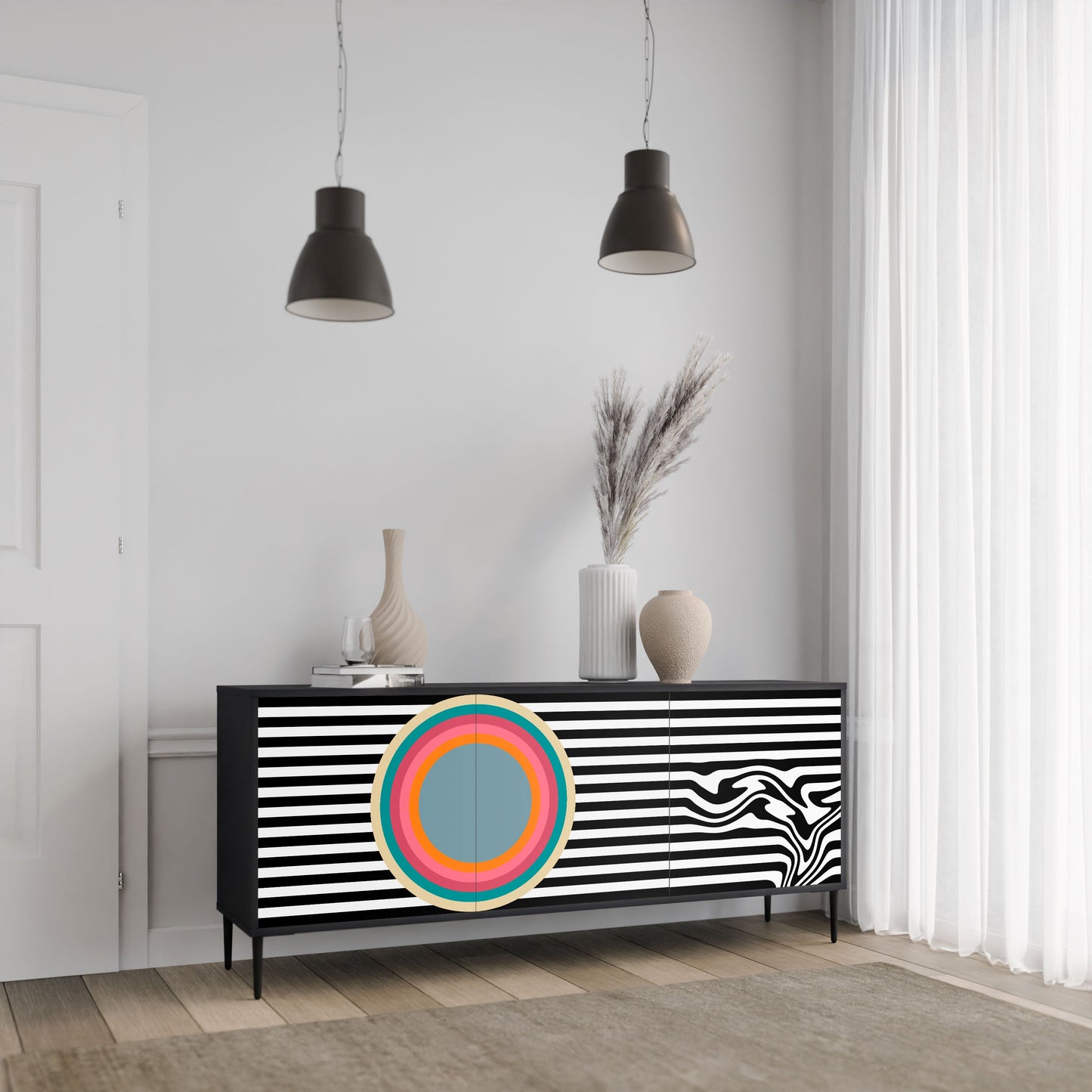 SPECTRA SHOWCASE Credenza a 3 ante in finitura nera