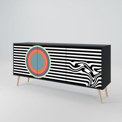 SPECTRA SHOWCASE Credenza a 3 ante in finitura nera