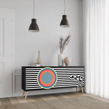 SPECTRA SHOWCASE Credenza a 3 ante in finitura nera