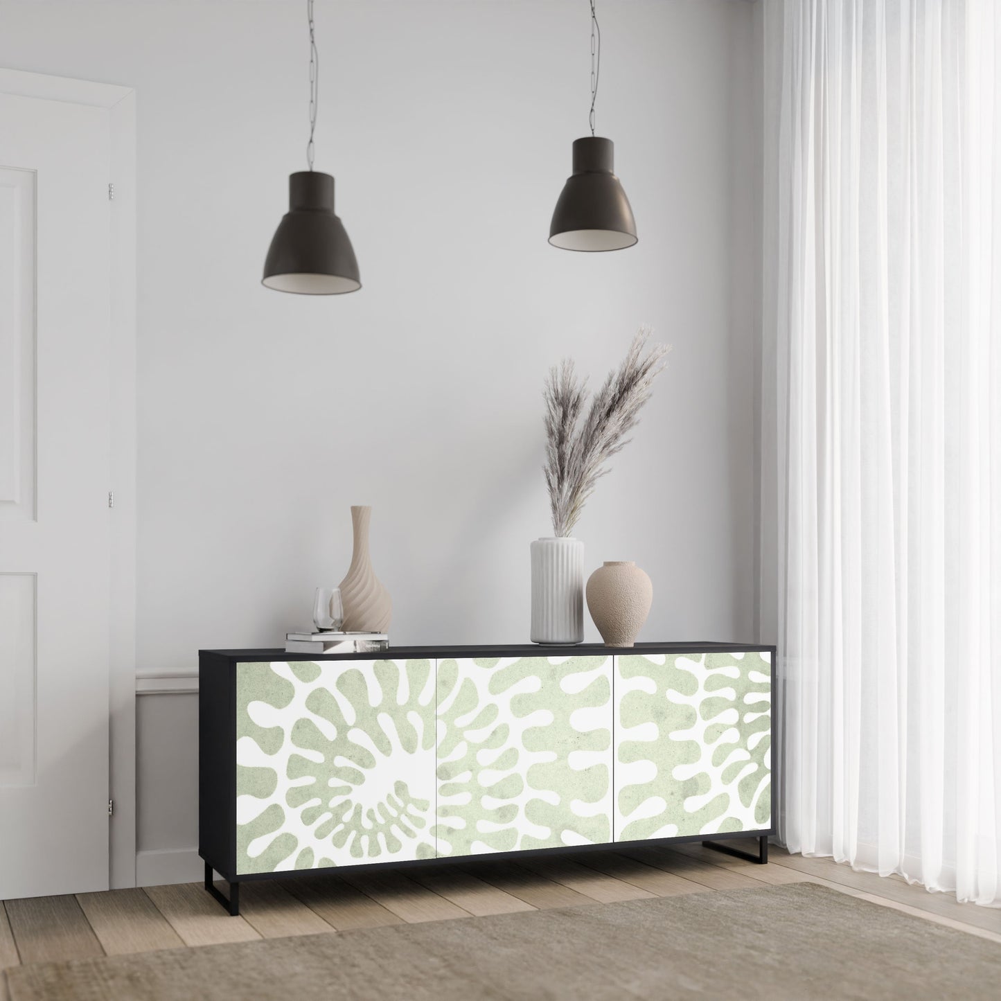 Credenza HELIX DANCE a 3 ante in finitura nera