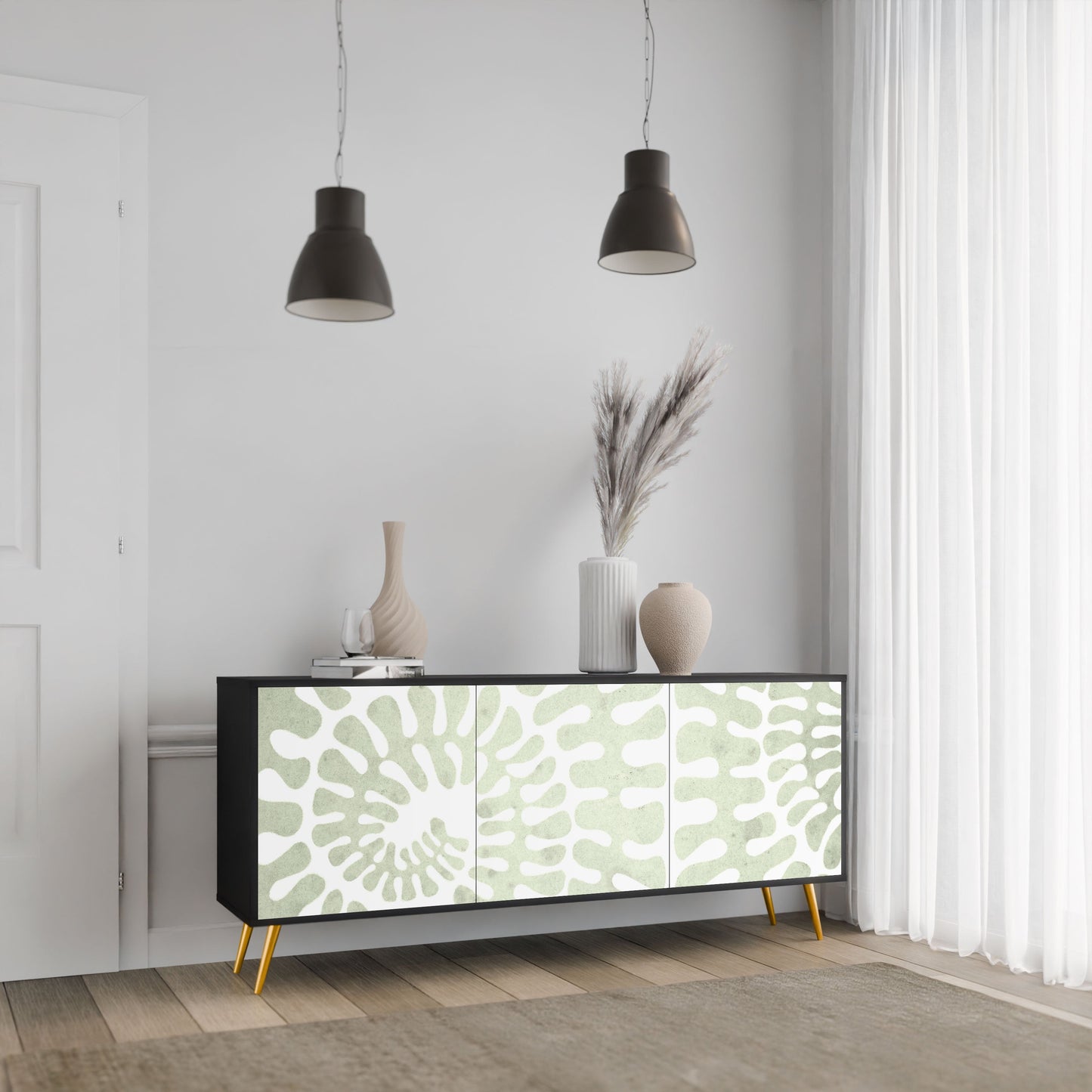 Credenza HELIX DANCE a 3 ante in finitura nera