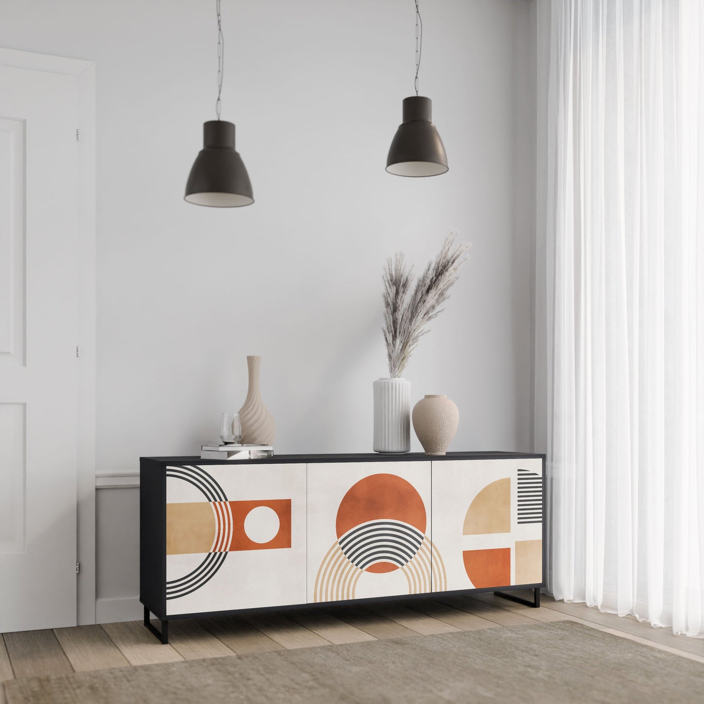 Credenza SPACE AROUND a 3 ante in finitura nera