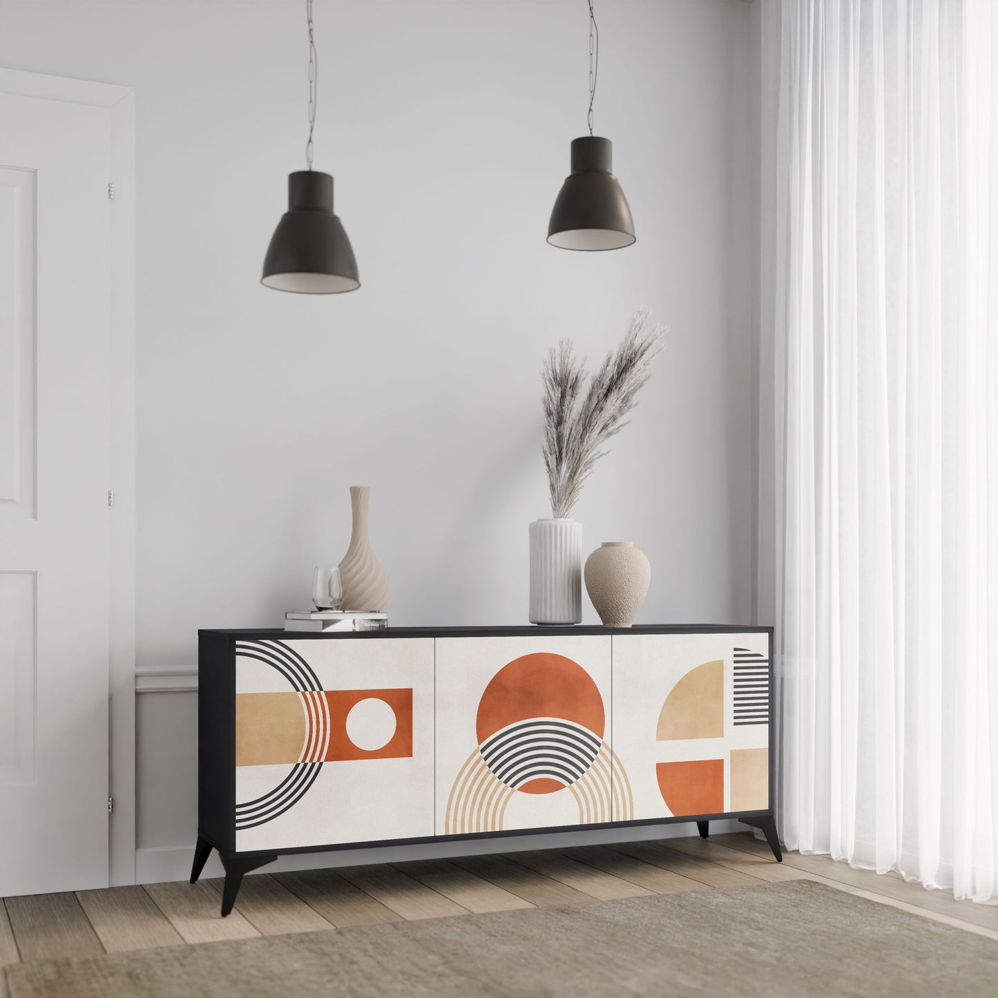 Credenza SPACE AROUND a 3 ante in finitura nera