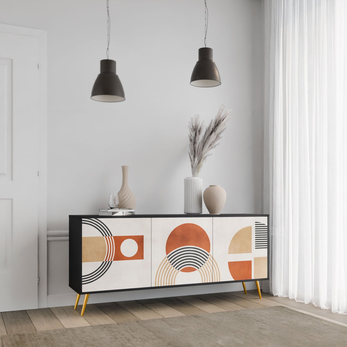 Credenza SPACE AROUND a 3 ante in finitura nera