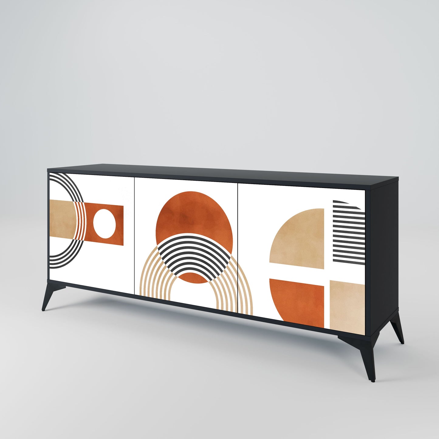 Credenza CIRCLE RHYTM a 3 ante in finitura nera