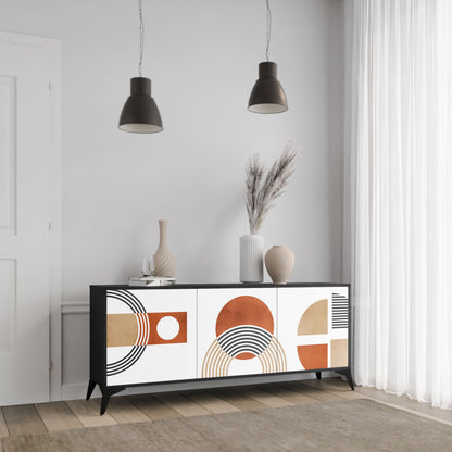 Credenza CIRCLE RHYTM a 3 ante in finitura nera