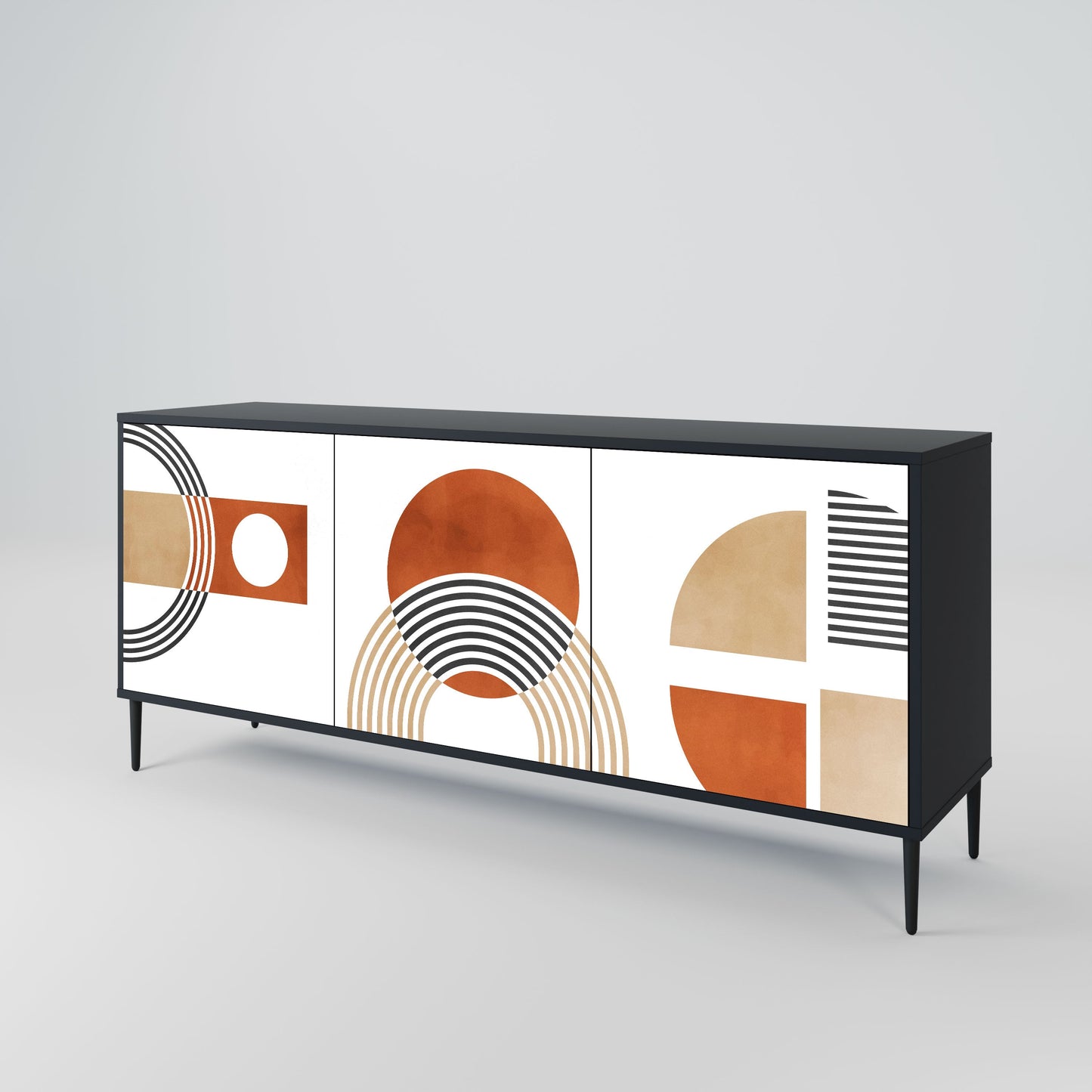 Credenza CIRCLE RHYTM a 3 ante in finitura nera