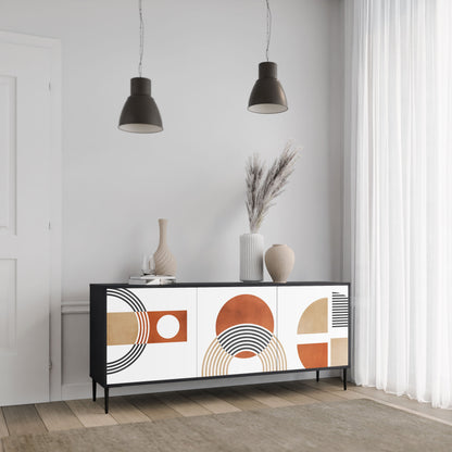 Credenza CIRCLE RHYTM a 3 ante in finitura nera