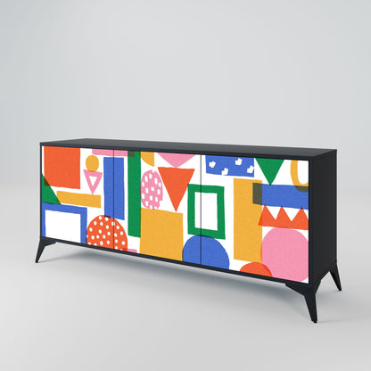 Credenza GEOMETRIC GLIMMER a 3 ante in finitura nera