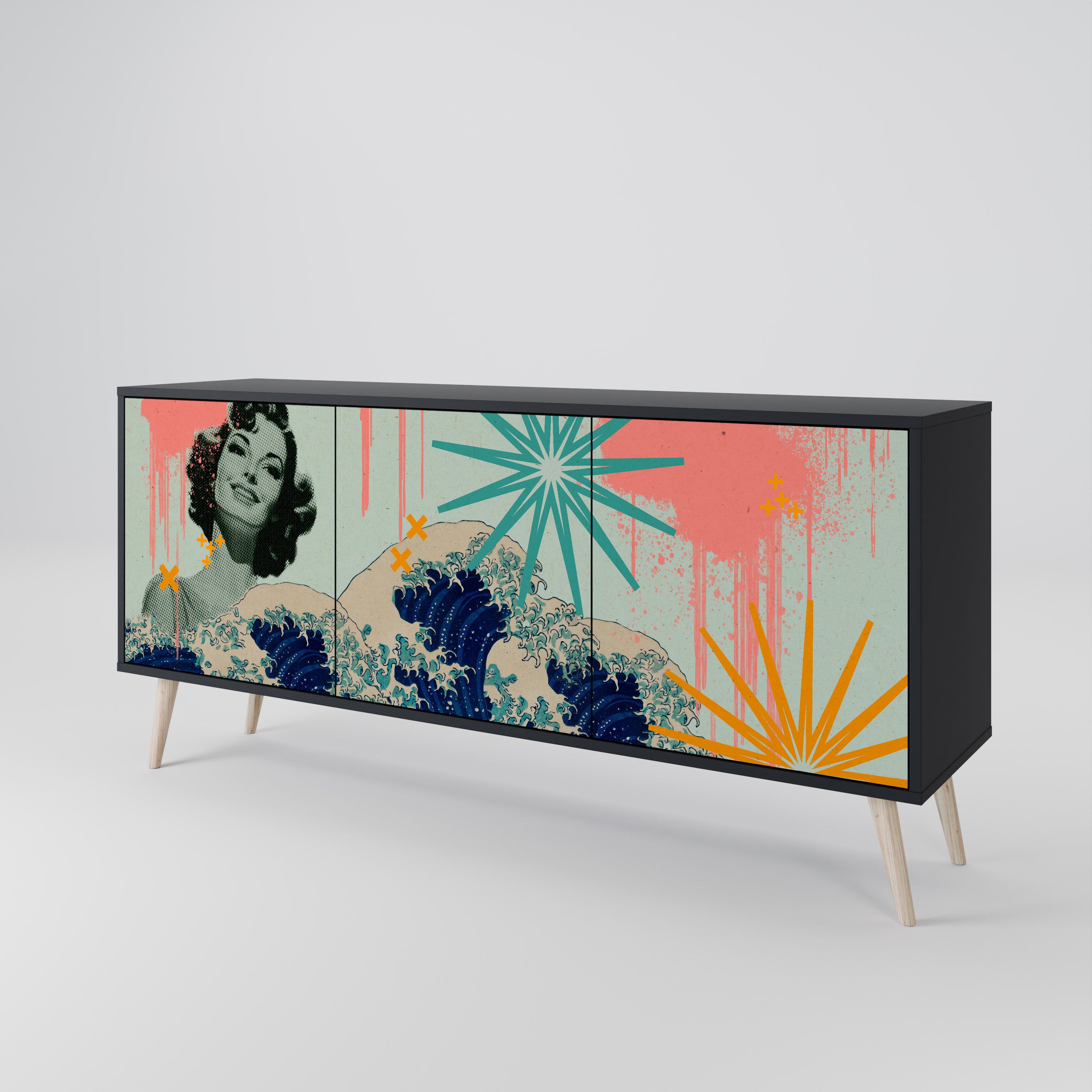 KANAGAWA BEAUTY 3-türiges Sideboard