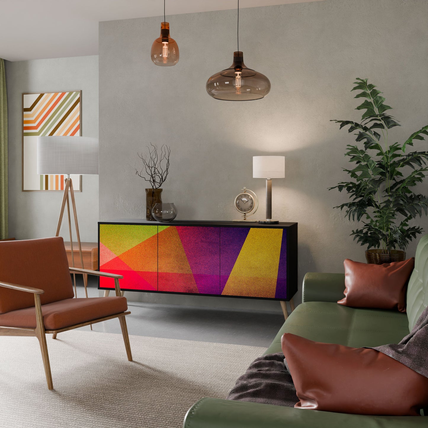 Credenza VIVID GEOMETRY a 3 ante in finitura nera