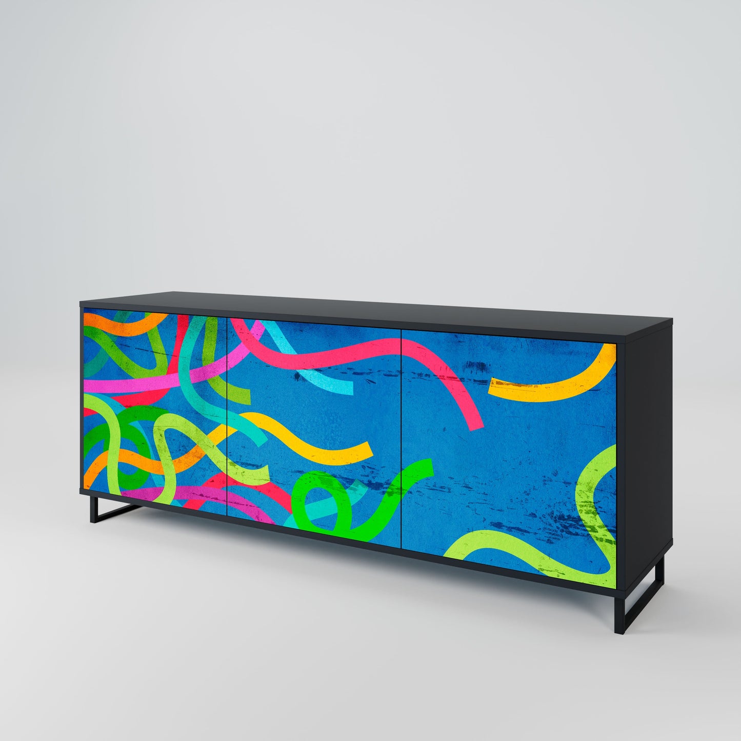 Credenza STREAMER TANGLE a 3 ante in finitura nera