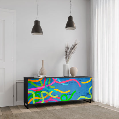 Credenza STREAMER TANGLE a 3 ante in finitura nera