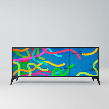 Credenza STREAMER TANGLE a 3 ante in finitura nera