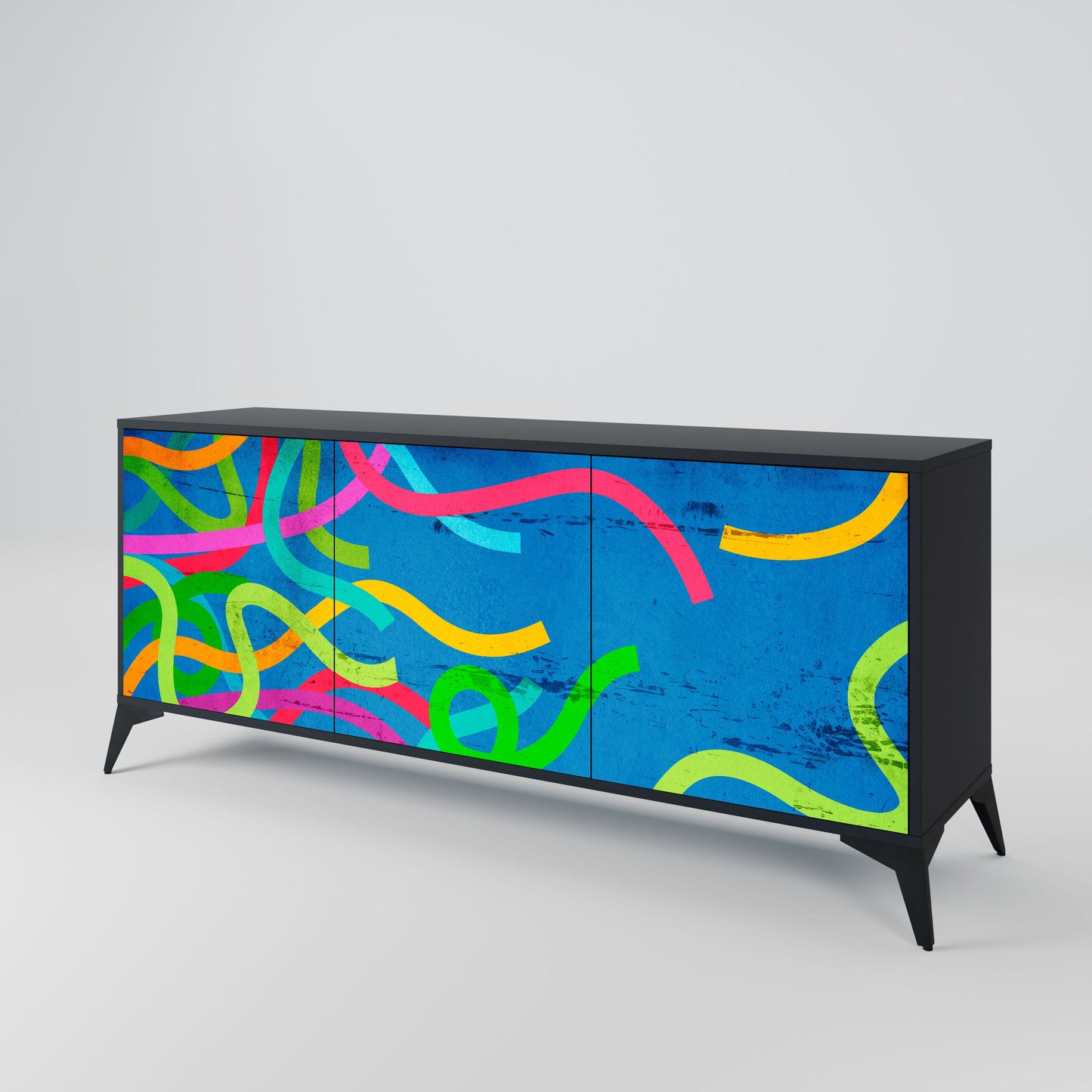 Credenza STREAMER TANGLE a 3 ante in finitura nera