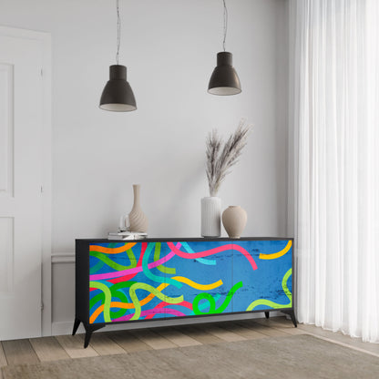 Credenza STREAMER TANGLE a 3 ante in finitura nera