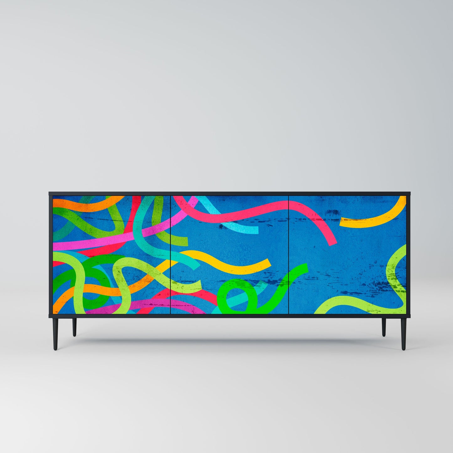 Credenza STREAMER TANGLE a 3 ante in finitura nera