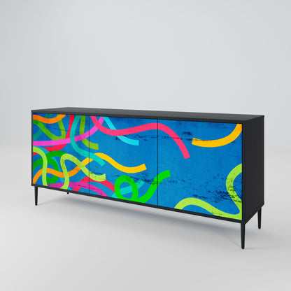 Credenza STREAMER TANGLE a 3 ante in finitura nera