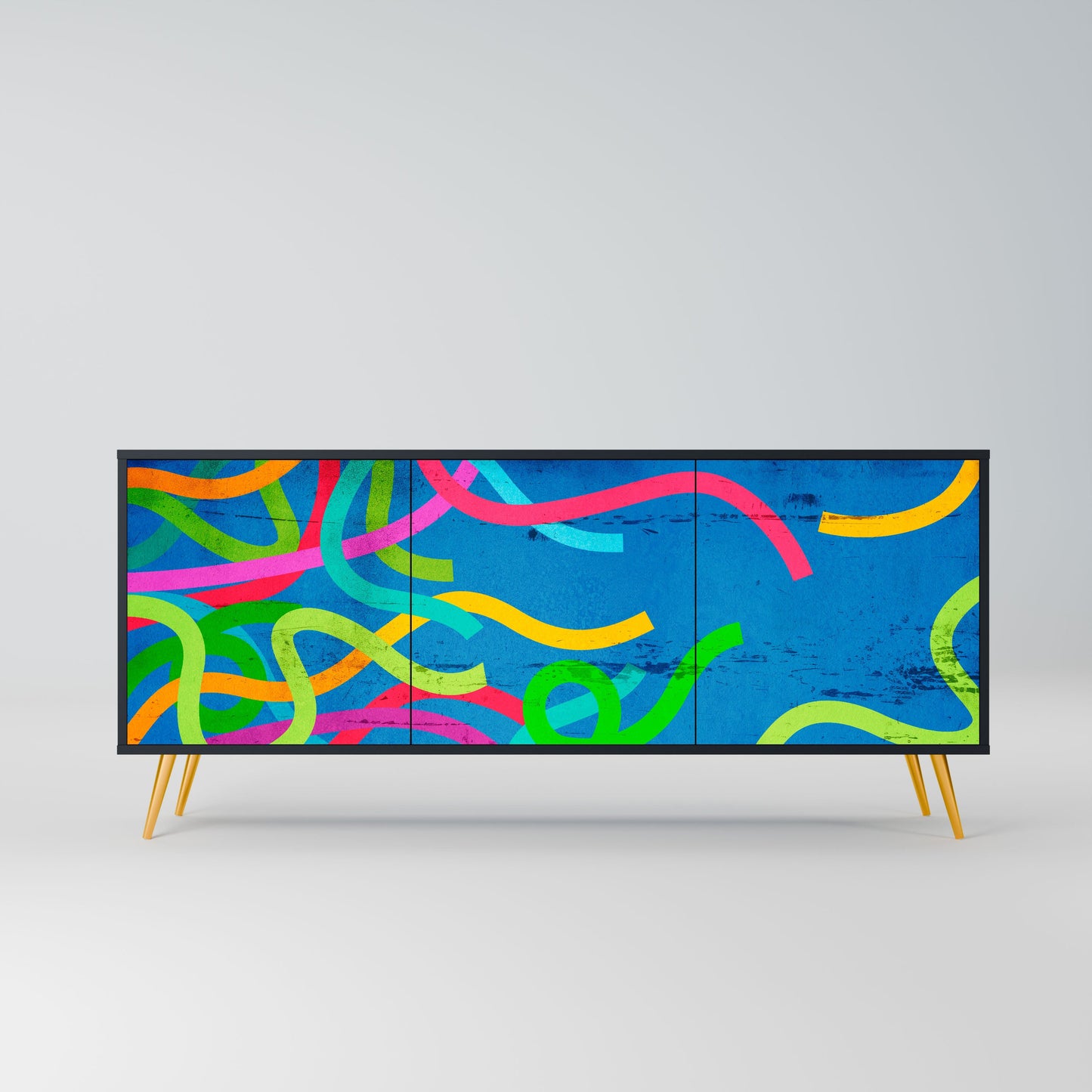 Credenza STREAMER TANGLE a 3 ante in finitura nera